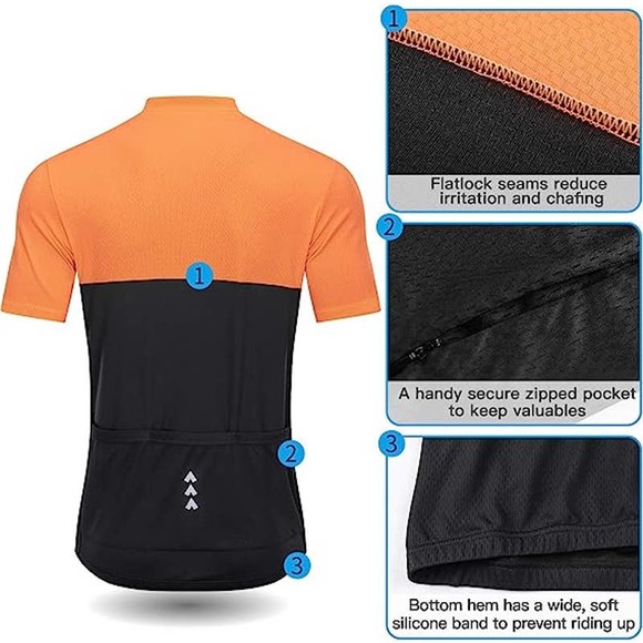 XL Large - Men's Short Sleeve Cycling Jersey Breathable Short Sleeve - Picture 5 of 7